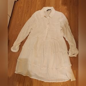 White long sleeve, viscose dress by Pretty Little Thing